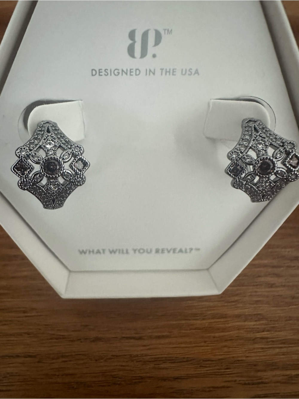 bp Silver Filigree Decorative Hoop Earrings